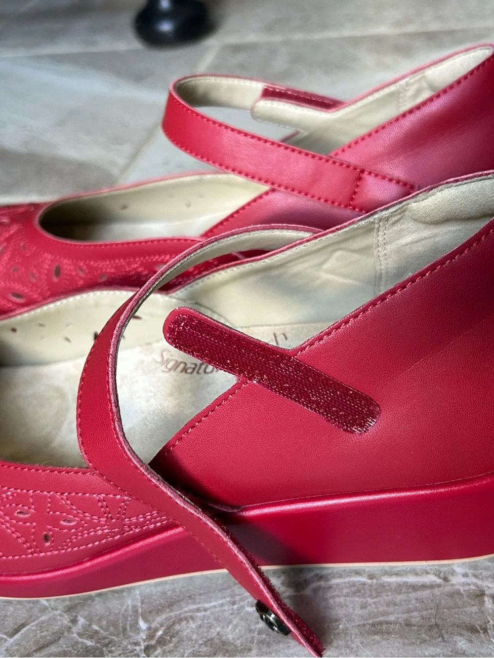 Alegria Hayes Ruby Breeze Leather Wedge Heel Mary Jane Shoes, Size 43